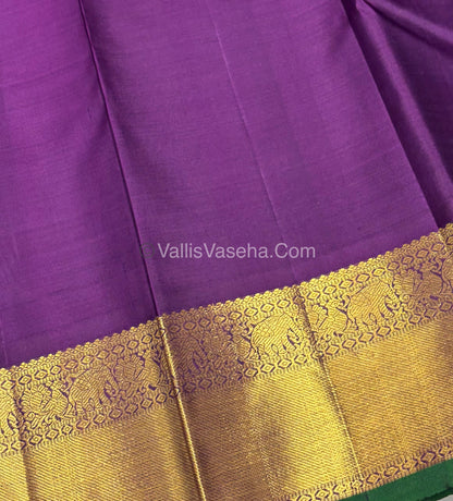 Pure Kanchipuram Silk Saree - Grey & Purple Shade  - VVPS022