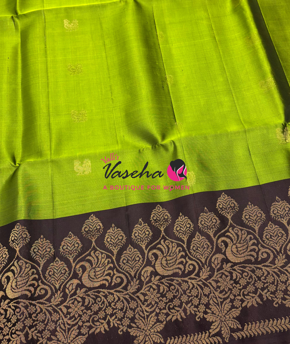 Pure Soft Silk Saree - Green & Brown - VVPSS119