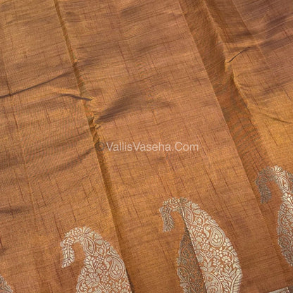 Semi Tussar Silk - Small Mango - Dark Mustard (Honey) Shade - VVSTS002