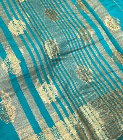 Semi Tussar Silk Saree - Blue Shade - VVSTS008