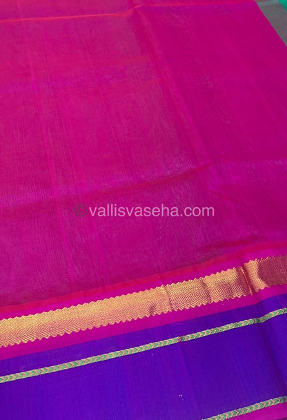 Pure Korvai Silk Cotton With Peacock Butta Border - VVKSC017