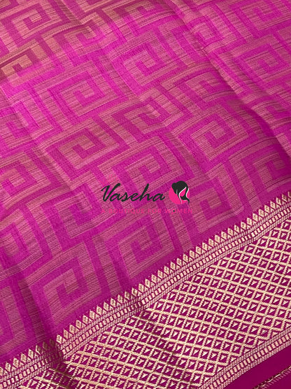 Semi Tussar Silk Saree | Pink Shade |VVSTS058