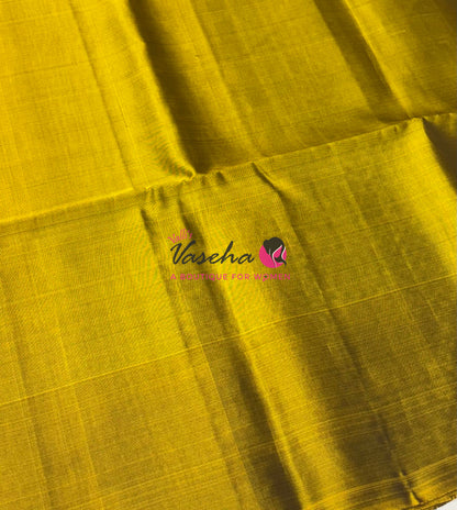 Half Mixed  Soft Silk Saree - Grey & Lemon Green - VVPSS077