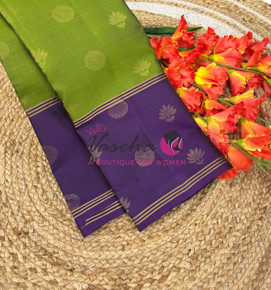 Half Mix - Pure Soft Silk Saree - Long Retta Petta Border with Butta - VVPSS105