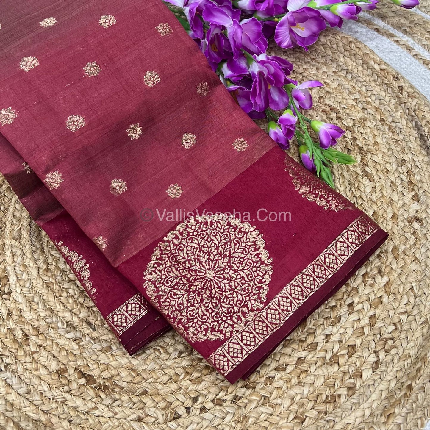 Semi Tussar Silk Saree - Wine shade - VVSTS035