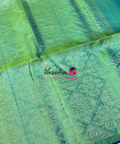 Pure Soft Silk Saree  - Blue With Dual Tone Green - VVPSS094