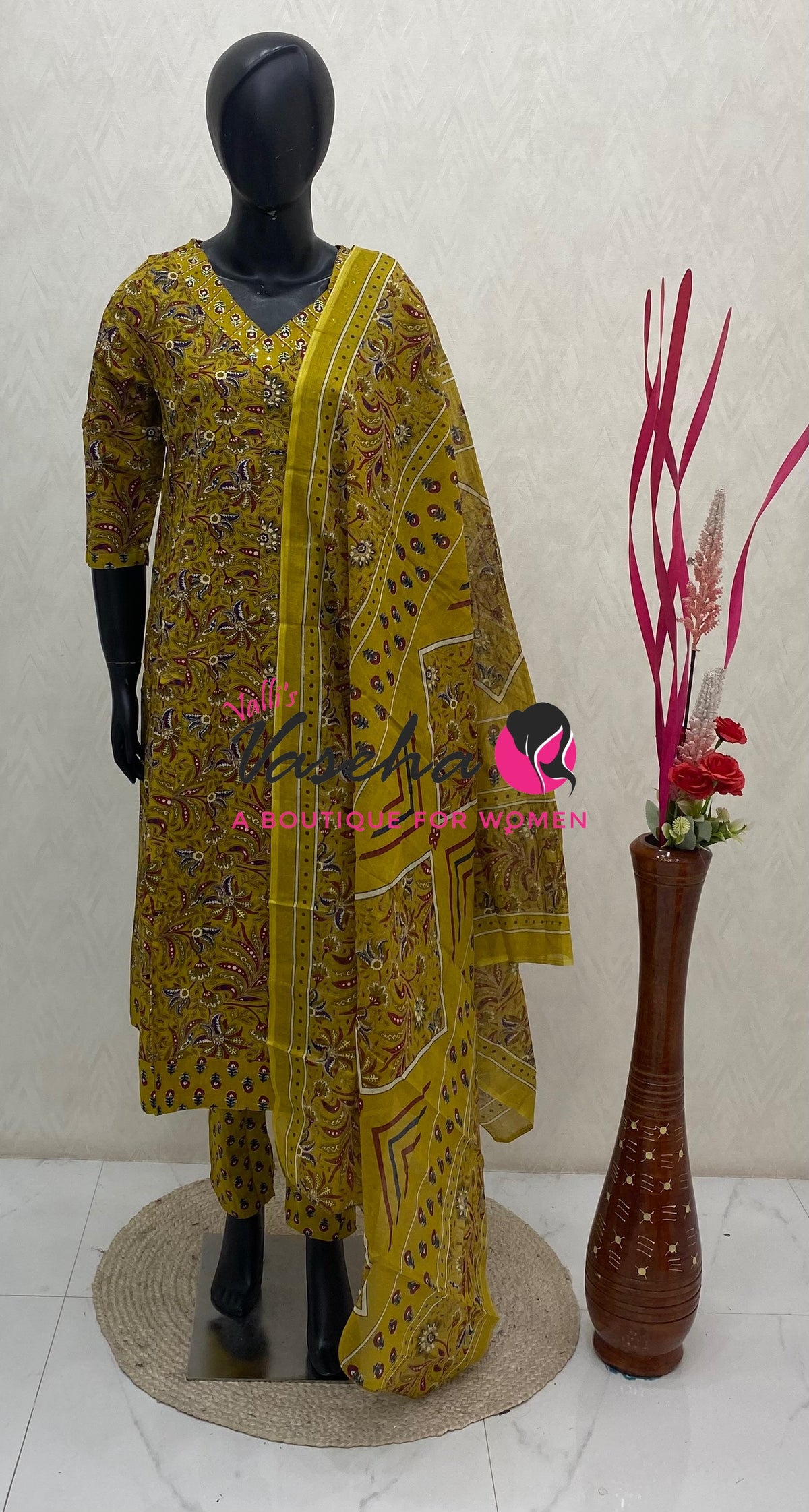 Ready Made - Anarkali - Salwar, Kameez & Duppatta(3pc)- Printed Cotton - VVAS013