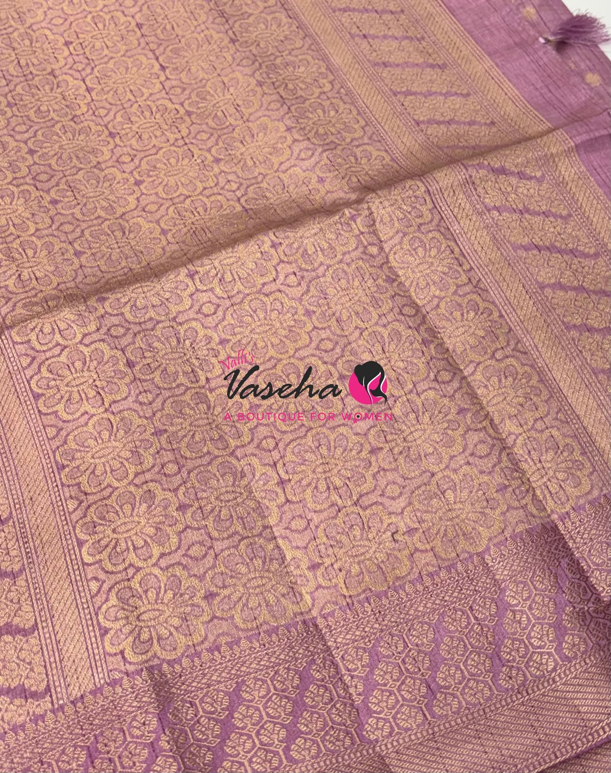 Semi Tussar Silk - Grand Pallu  - Light Lavender Shade - VVSTS071