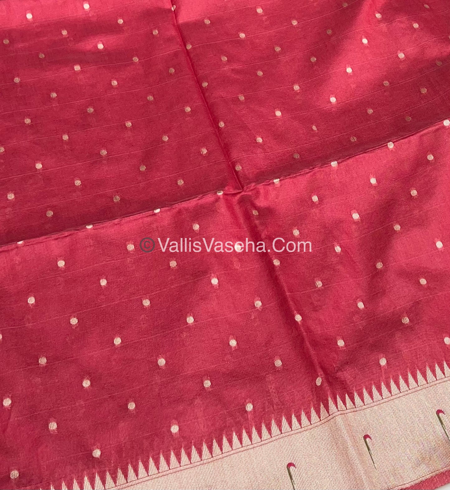 Semi Raw Silk - Paithani Design Weaving - Reddish Pink Shade - VVRS005