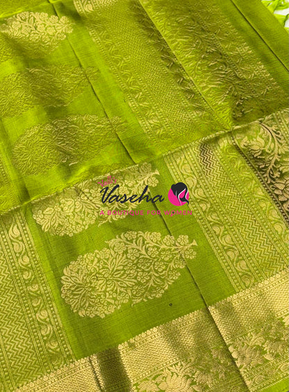 Pure Soft Silk Saree - Kanchi Border - Blue & Green Combo - VVPSS046