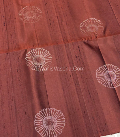 Pure Soft Silk Saree - Dupion Weaving - Brown & Lemon Green Shade - VVPSS065