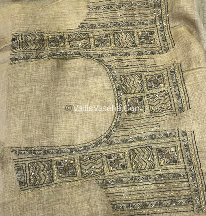 French Knot - Linen Tissue Saree - Venthayam Mixed Green Shade A VVLFN003