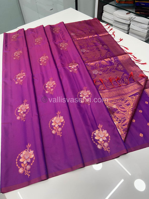 Semi Soft Silk - Border less - Purplish Pink Shade -VVSSS007