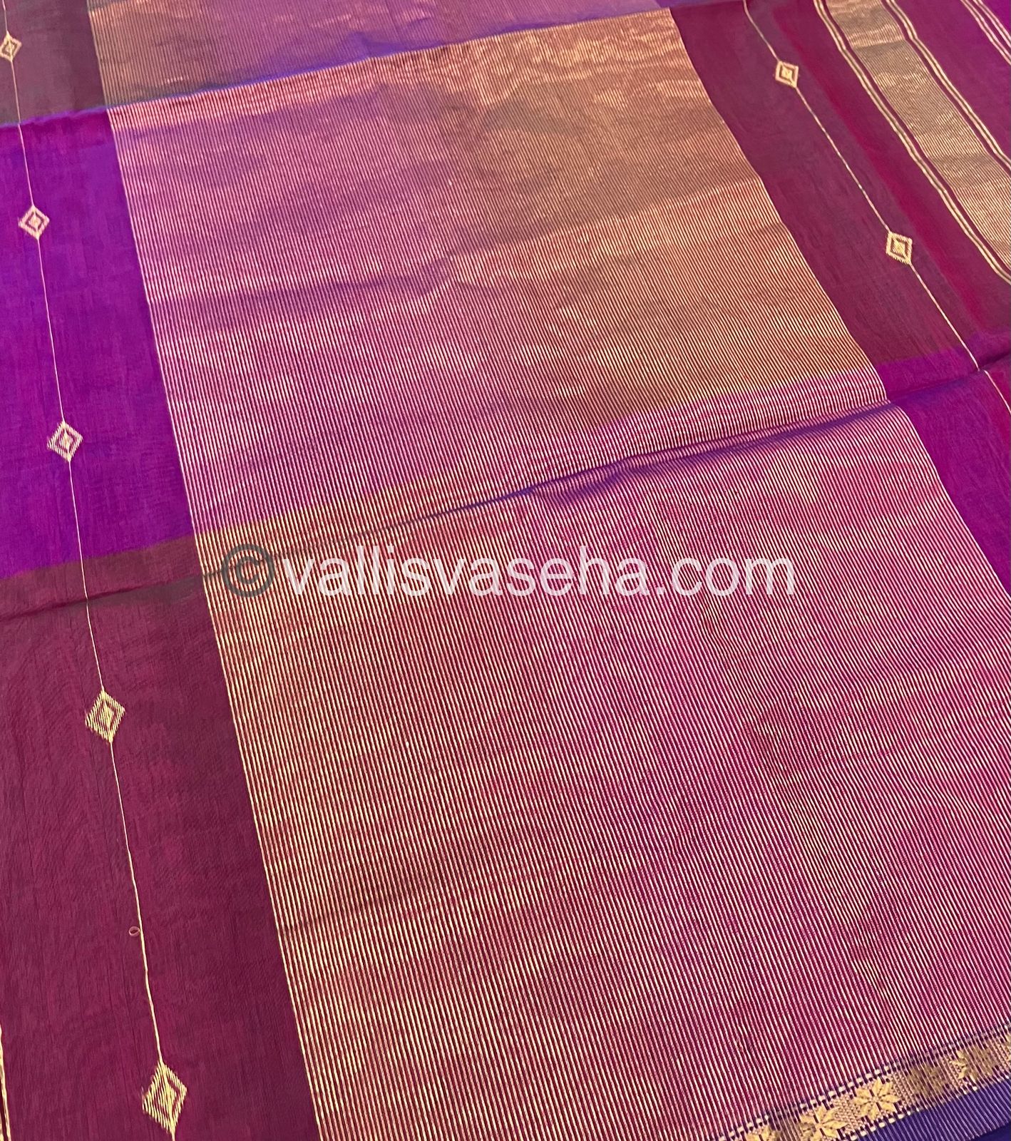 Pure Maheshwari Silk Cotton Saree - Triple tone Purplish Merunish Pink Color - VVMSC001