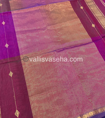 Pure Maheshwari Silk Cotton Saree - Triple tone Purplish Merunish Pink Color - VVMSC001