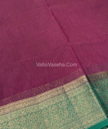 Bamboo Silk Saree - Wine With Blue Shade - VVBSS006