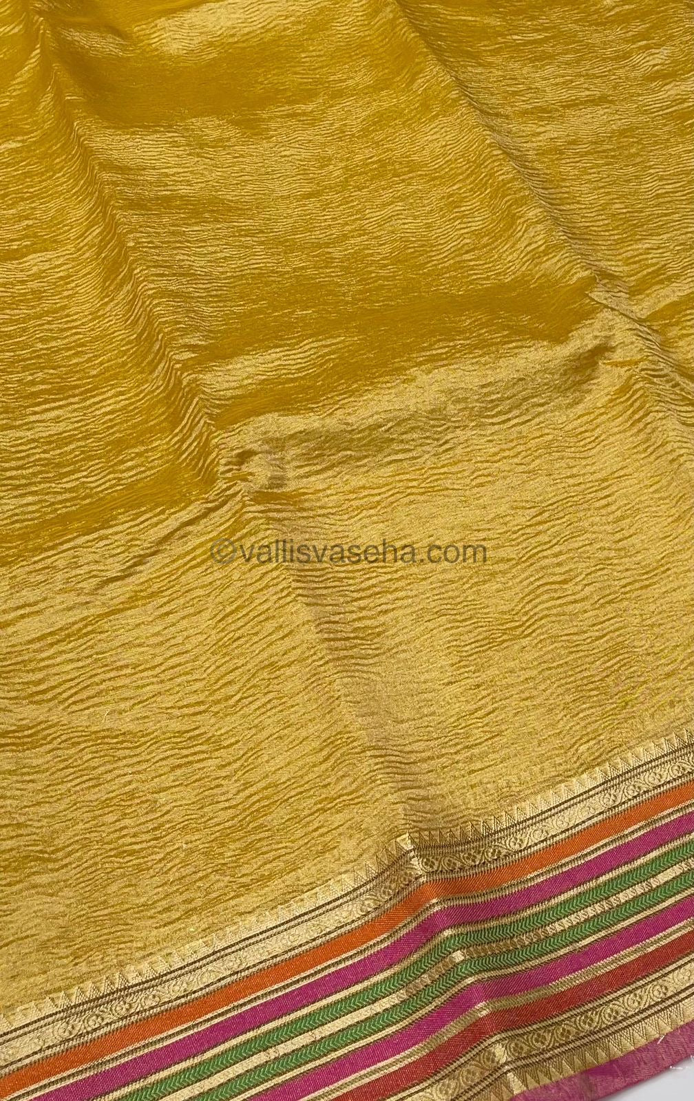 Crushed Tissue Saree - Yellow Shade - VVCTS001