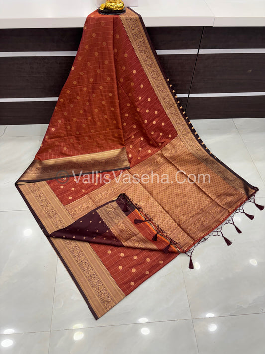 Semi Soft Silk - Rust Orange With Wine Brown Shade -VVSSS022