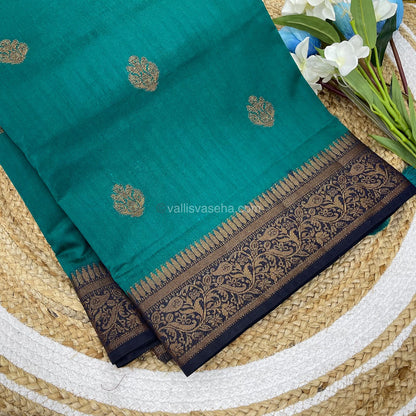 Bamboo Silk Saree - Ramar Blue With Navy Blue Shade - VVBSS001