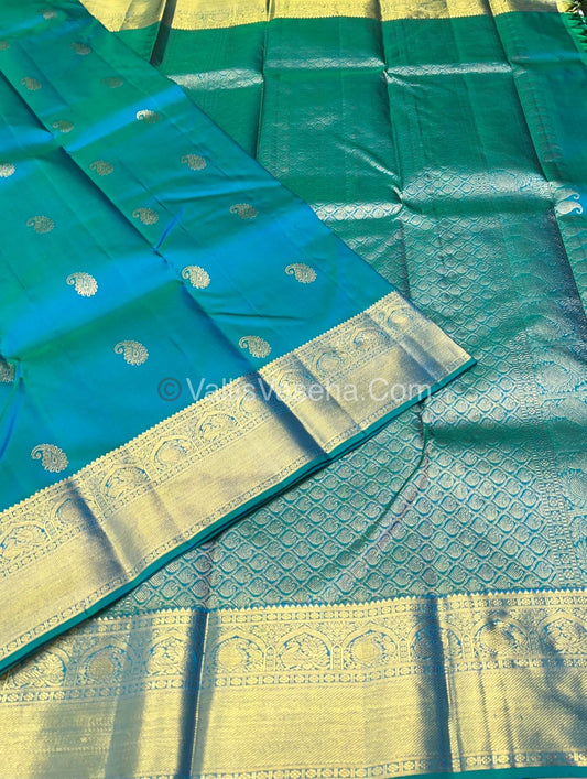 Pure Kanchipuram Silk Saree - Blue Shade - VVPS011