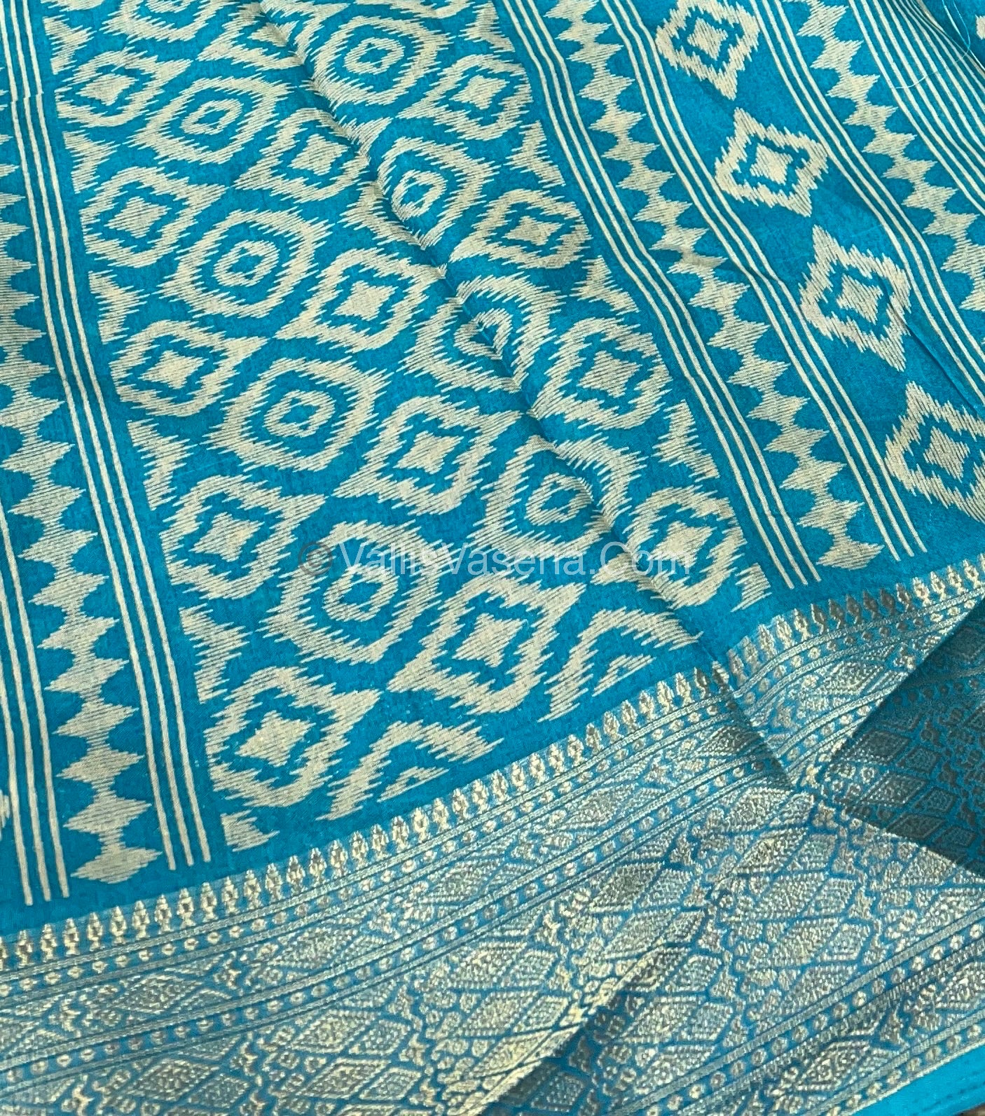 Semi Binny Silk - Ikkat Design - VVSBS004 - Blue Shade