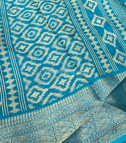 Semi Binny Silk - Ikkat Design - VVSBS004 - Blue Shade