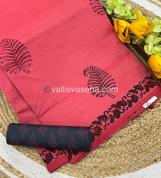 South Mixed Printed Cotton - Peachish pink With Grey - VVPCP003