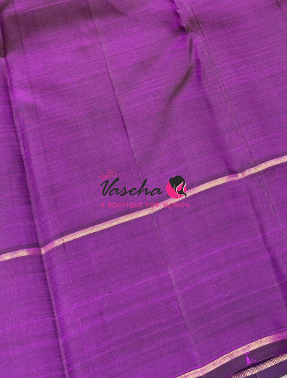 Pure Kanchipuram Silk Saree - Onion Pink Mixed Peach & Purple Shade  - VVPS073
