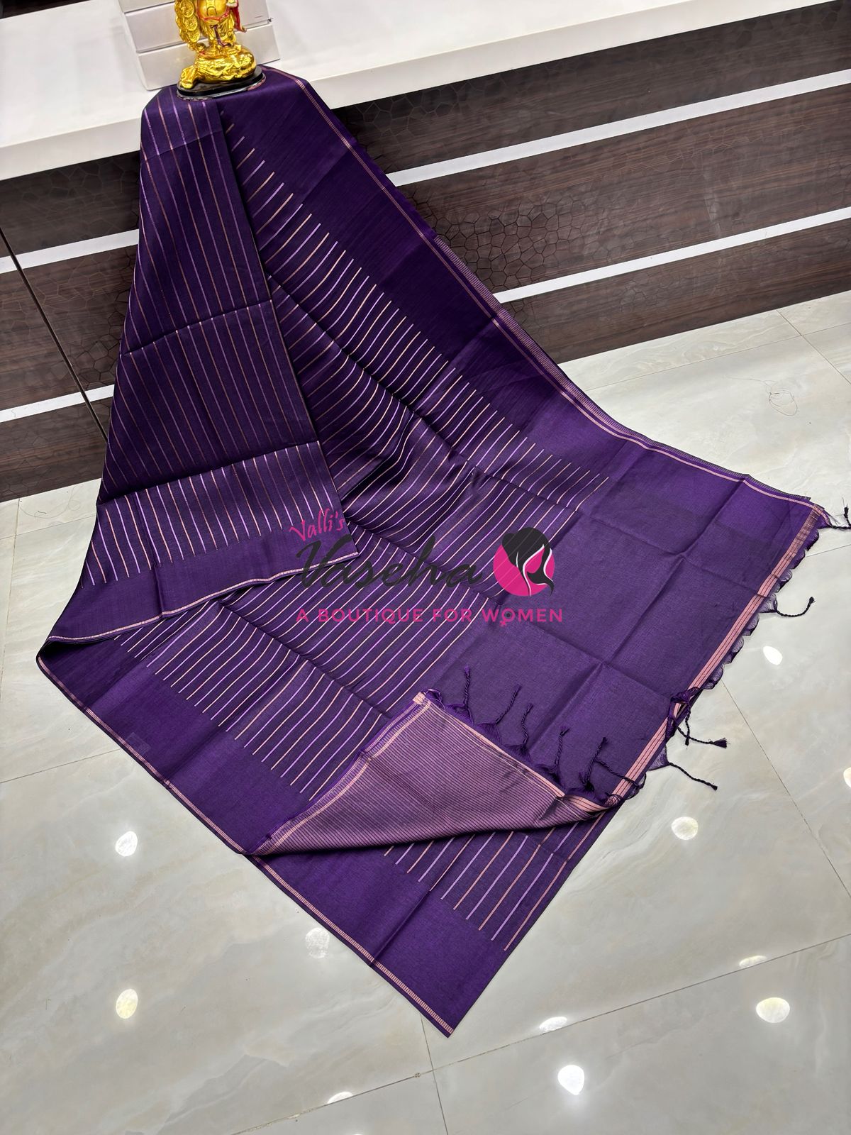 Semi Tussar Silk Saree | Violet  Shade |VVSTS049