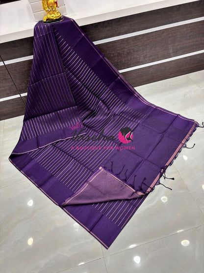 Semi Tussar Silk Saree | Violet  Shade |VVSTS049