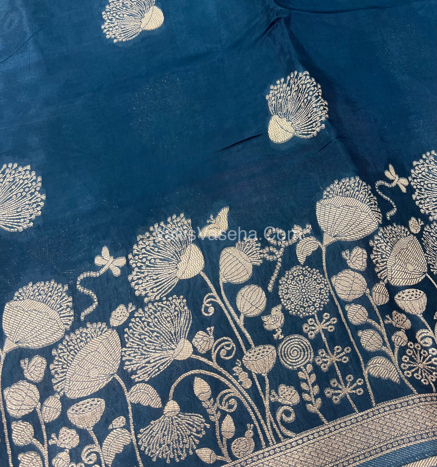 Banarasi Premium Viscose Saree - Ramar Blue Shade - VVBPV001