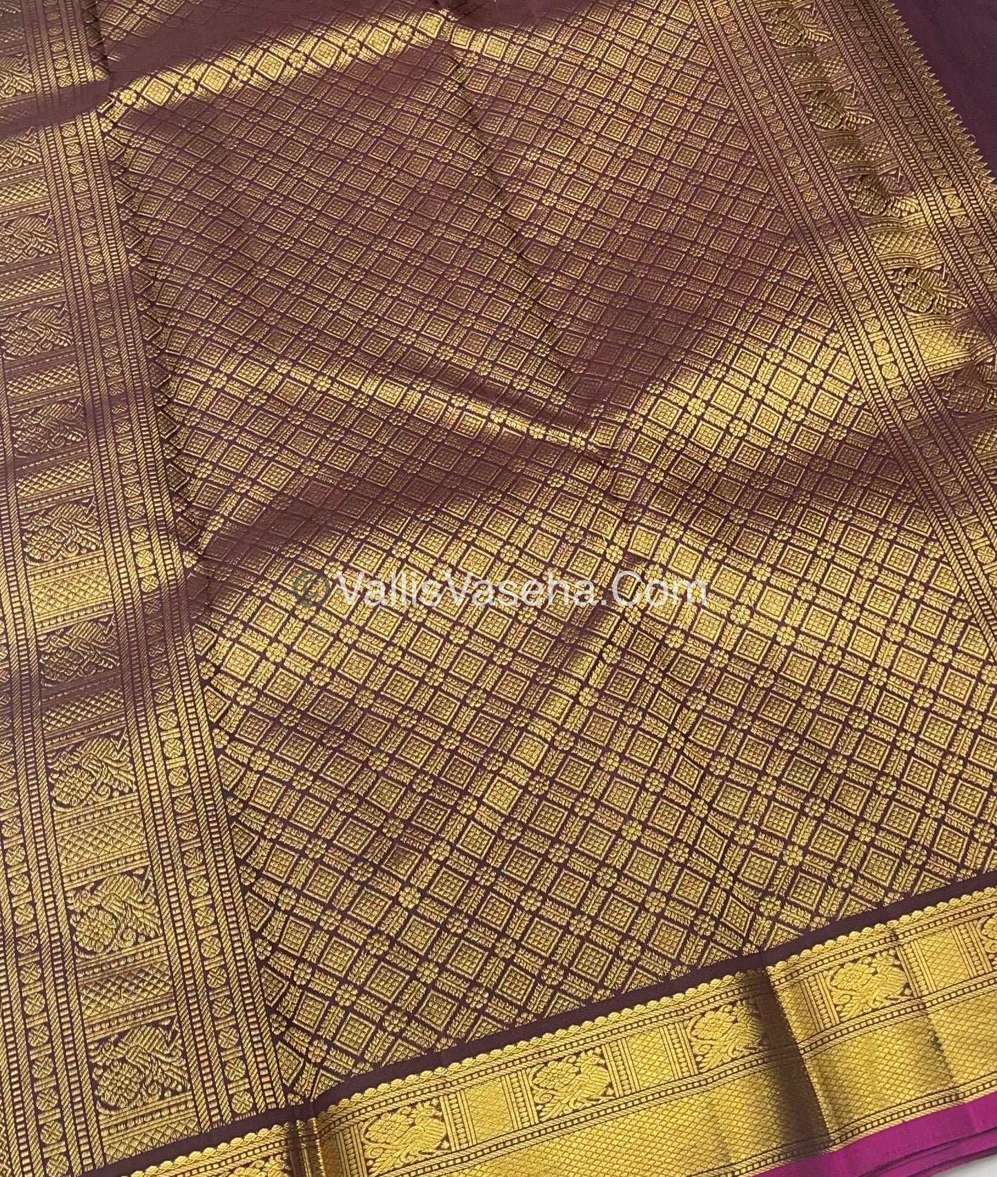 Pure Kanchipuram Silk Saree - Mehandi Green & Brownish Wine Combo - VVPS014