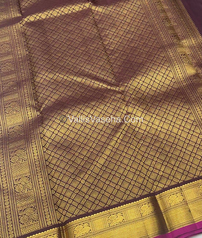 Pure Kanchipuram Silk Saree - Mehandi Green & Brownish Wine Combo - VVPS014