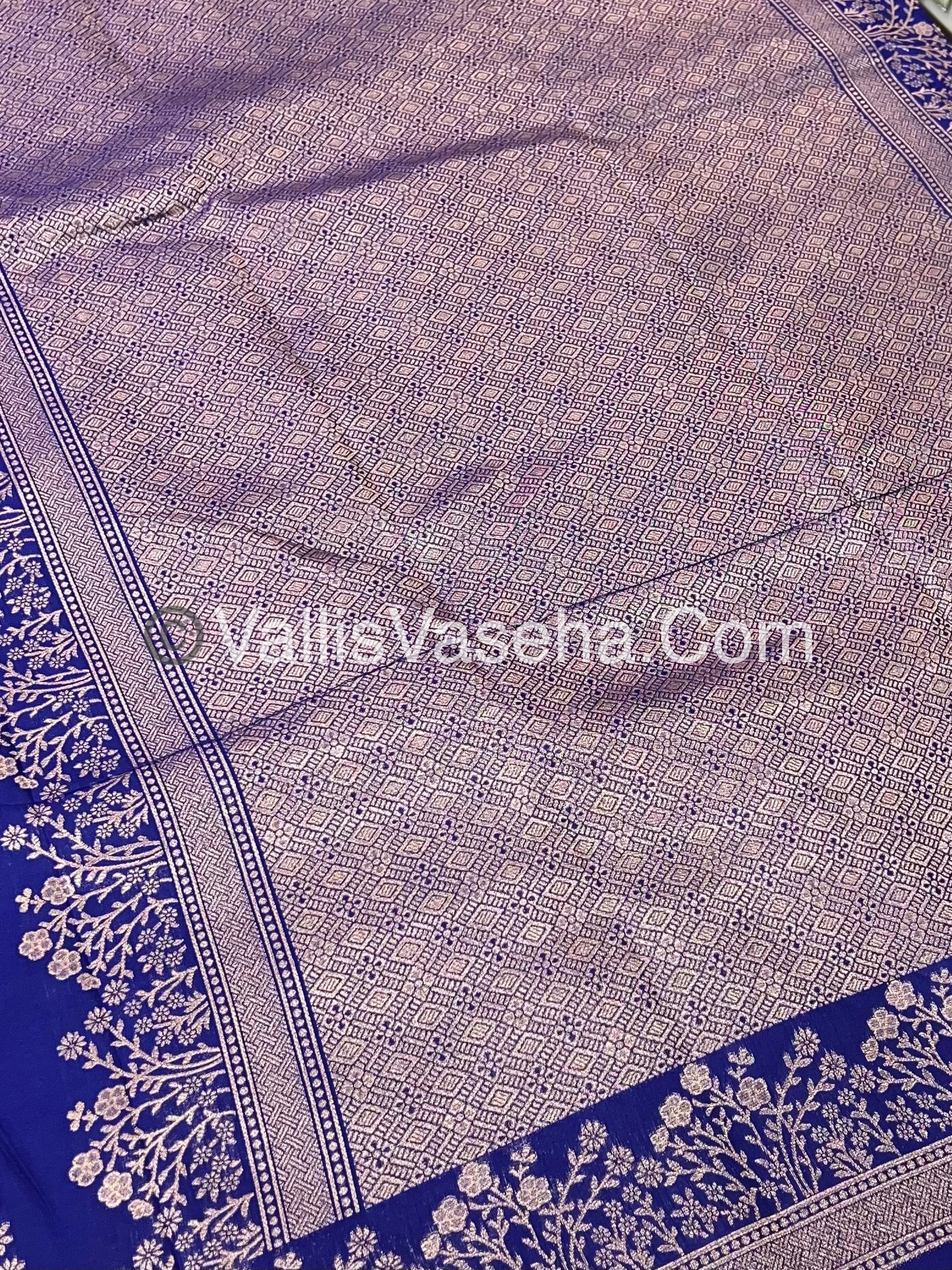 Semi Soft Silk with Border - Blue Shade  -VVSSS013