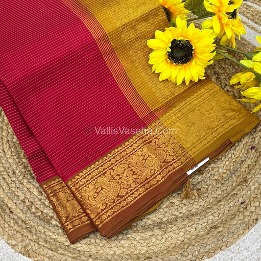 Pure Silk Cotton Sarees - Vairavoosi Lines - Red & Mustard Yellow- VVPSC005