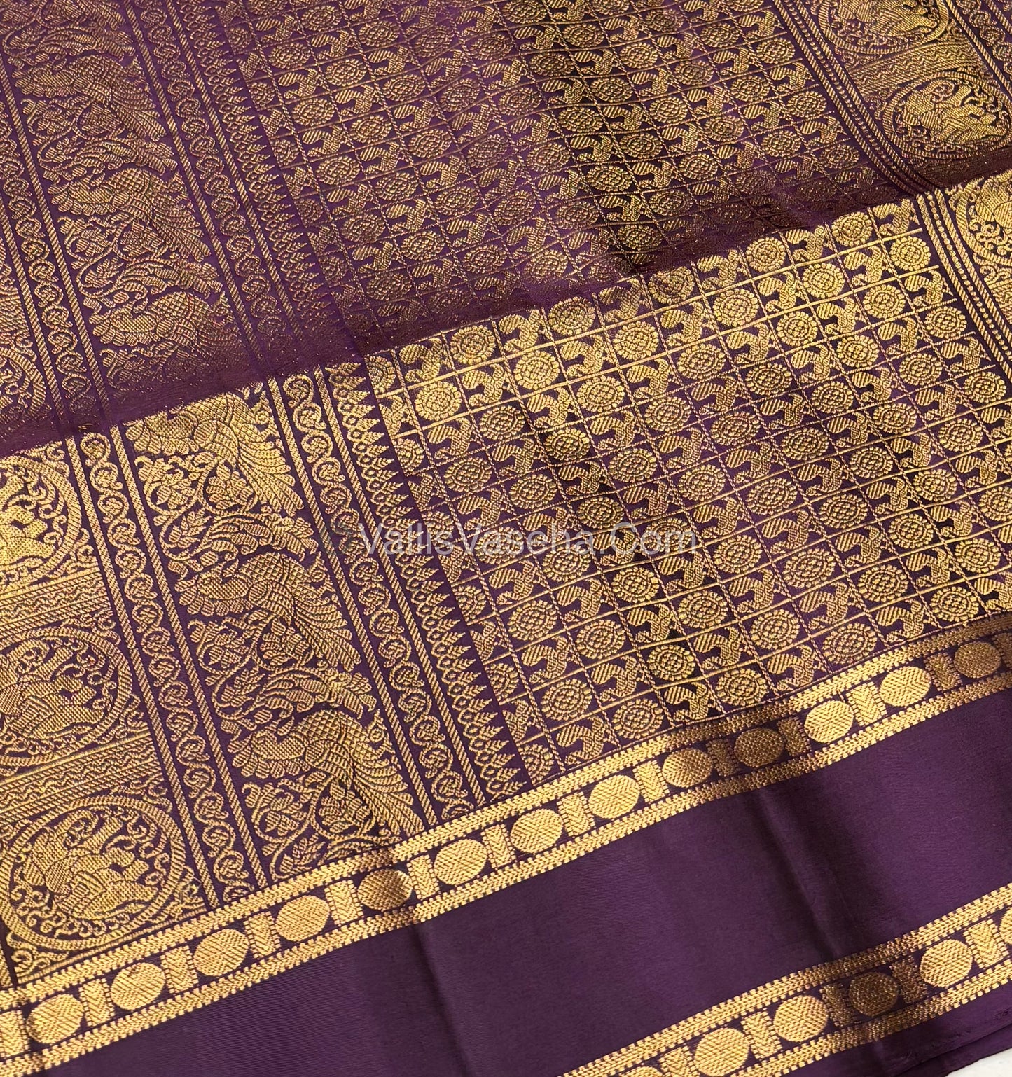 Pure Soft Silk Saree - Retta Petta Border- Mayil & Chakkaram - VVPSS057