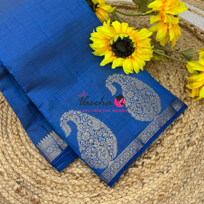 Semi Tussar Silk - Small Mango - Ramar Blue  Shade - VVSTS002