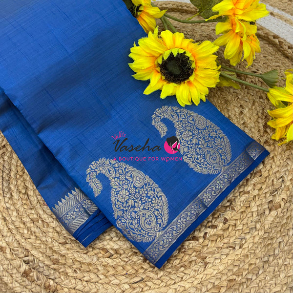 Semi Tussar Silk - Small Mango - Ramar Blue  Shade - VVSTS002