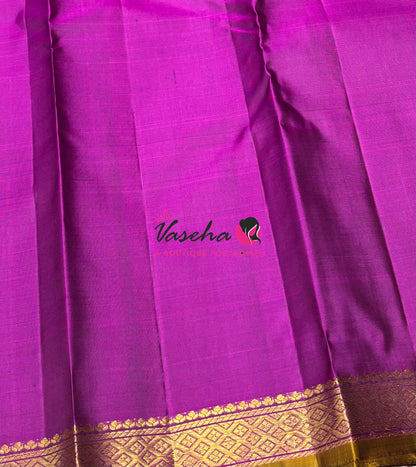 Pure Kanchipuram Silk Saree - Green with Purple - VVPS031