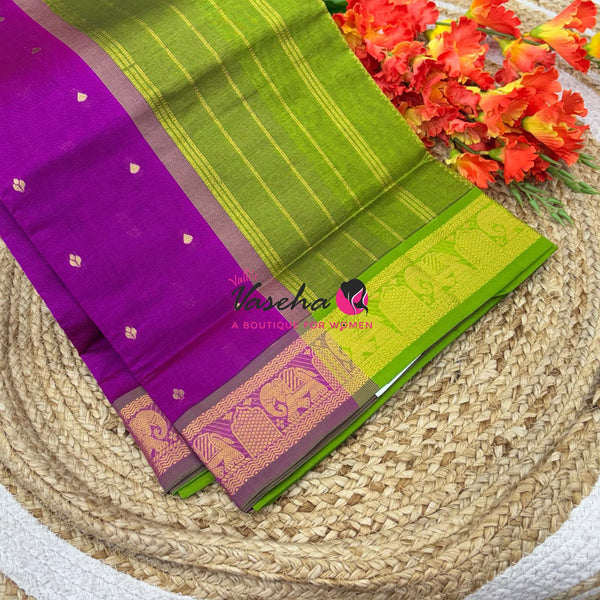 Semi Silk Cotton Saree | Small Leaf Butta Design |VVSSC010