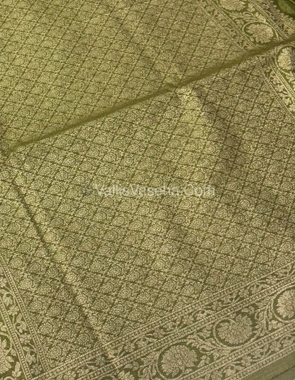 Banarasi - Heritage Silk - Semi Kathan Silk - Olive Shade- VVBHS001