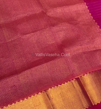 Pure Silk Cotton Saree - Mayil & Chakkaram Design - Dark Purple With Pink Shade - VVMC002