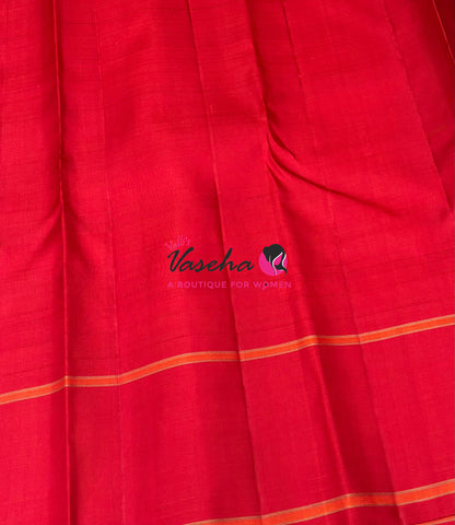 Pure Vintage Korvai Kanchipuram Silk Saree - White/Black & Red Combo - VVPS006