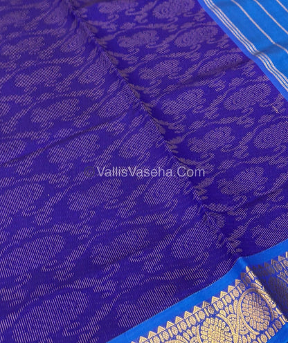 Semi Silk Cotton Saree - Blue With Blue Shade - VVSSC007