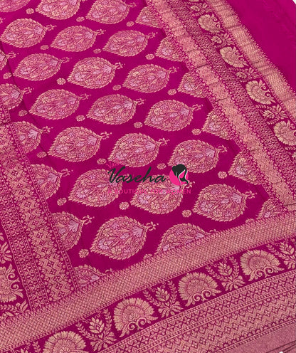 Banarasi Georgette Saree - Orange With Pink Combo - VVBGS002