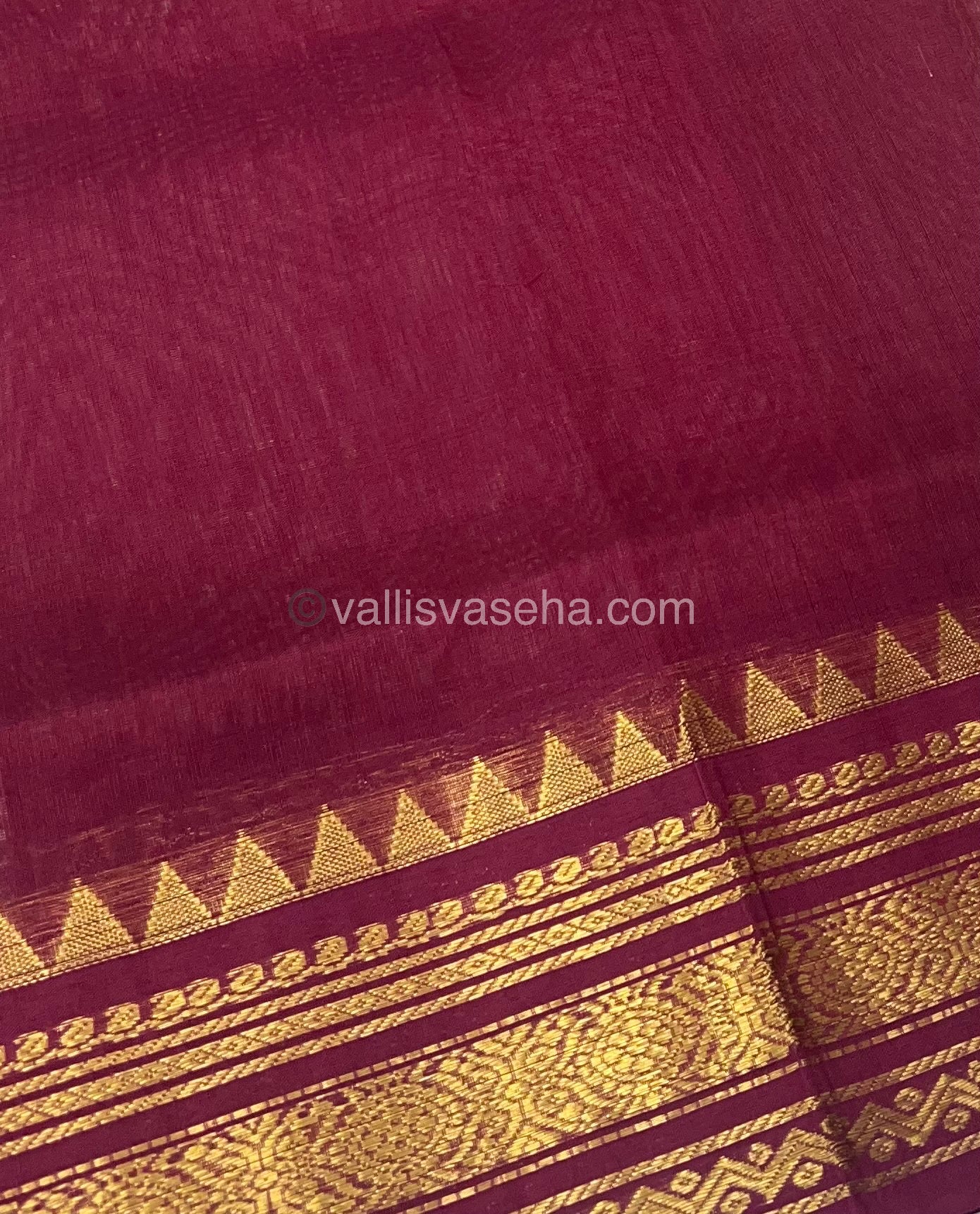 Pure Korvai Silk Cotton - Zari checks lines - Cream with Merun Combo - VVKSC010