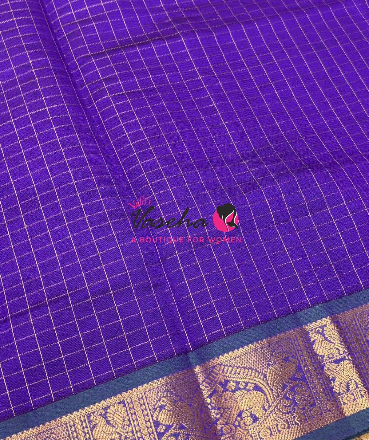 Semi Silk Cotton Saree - Checks Pattern - VVSSC019