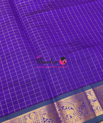 Semi Silk Cotton Saree - Checks Pattern - VVSSC019