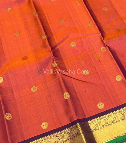 Pure Kanchipuram Silk Saree - Triple Tone  & Wine Purple/Green Combo - VVPS014
