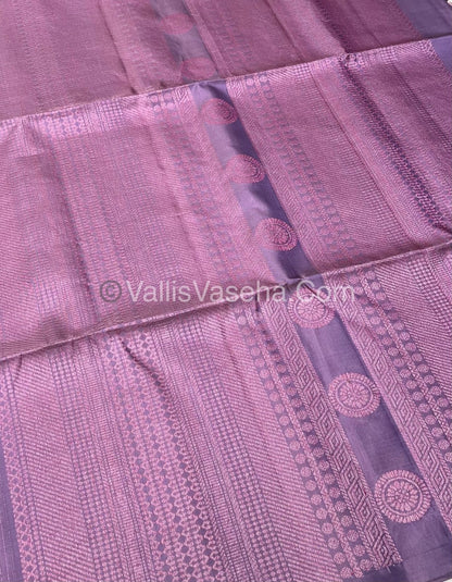 Pure Soft Silk Saree - Antique Zari - Border Less - Lavender - VVPSS037
